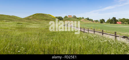 Old Uppsala (Gamla Uppsala) Royal burial mounds in Uppsala, Sweden. Scandinavia. Stock Photo