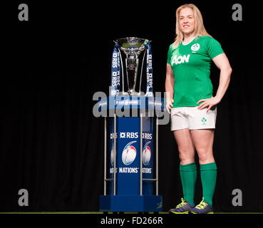 Hurlingham Club, London, UK. 27th January, 2016. Ireland womens captain Niamh Briggs. The RBS 6 Nations rugby tournament is launched to the press in the west London club, with team captains presented to the assembled media. Credit:  sportsimages/Alamy Live News Stock Photo