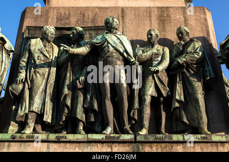 Europe, Germany, Cologne, equestrian statue Emperor Friedrich Wilhem III, King of Prussia at the Heumarket, statues on the pedes Stock Photo