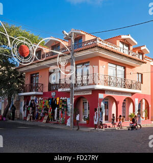 Square view of a typical street in Sal on Cape Verde. Stock Photo
