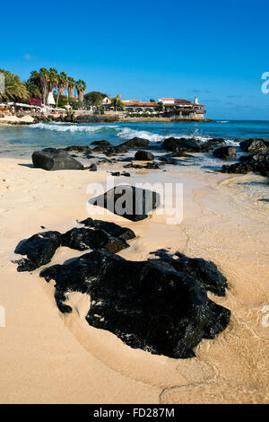 Vertical view of Praia de Santa Maria on Sal in Cape Verde. Stock Photo