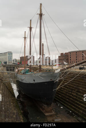 De Wadden  Three mast auxilliary schooner, Albert Docks,Liverpool,England,UK, Stock Photo