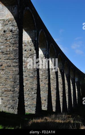 Cynghordy railway viaduct, Central / Heart of Wales line. Built on a curve, 305m long, 33m high, consisting of 18 arches. Stock Photo