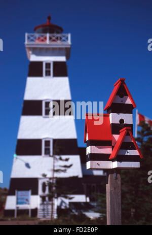 Lighthouse birdhouse,West Point Lighthouse,Cedar Dunes Provincial Park,Prince Edward Island Stock Photo
