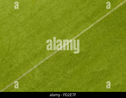 A white line diagonally dividing a grass playing surface Stock Photo