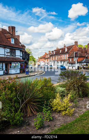 The main road through the pretty village of Biddenden in Kent. Stock Photo