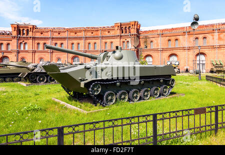 Soviet amphibious self-propelled 120 mm mortar 2S9 NONA-S in Museum of Artillery Stock Photo