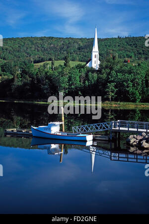St.Mary's Church and reflection,Mabou,Cape Breton Island,Nova Scotia Stock Photo