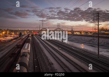 Los Angeles, California, USA. 30th Nov, 2013. Union Pacific rail cars sit along the LA River between 4th and 6th Streets. © Fred Hoerr/ZUMA Wire/Alamy Live News Stock Photo