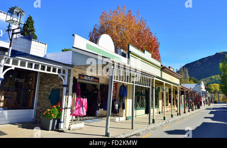Main street of Arrowtown . an historic gold mining town in the Otago region of the South Island of New Zealand.
