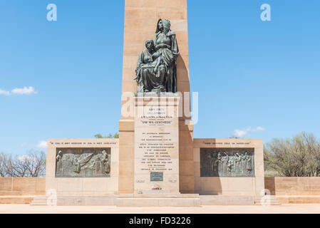 BLOEMFONTEIN, SOUTH AFRICA, JANUARY 26, 2016: The Womens Memorial for the women and children who died during the Anglo Boer War Stock Photo