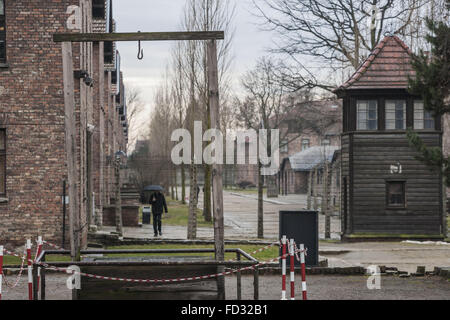 Oswiecim, Malopolska, Poland. 27th Jan, 2016. Scaffold in Auschwitz camp where Rudolf Hess, main commander of Auschwitz camp, was hanged until death, during the celebrations of the 71st anniversary of the liberation of Auschwitz in Oswiecim village, Poland. © Celestino Arce/ZUMA Wire/Alamy Live News Stock Photo