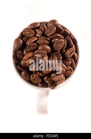 Coffee beans in a espresso cup cutout Stock Photo