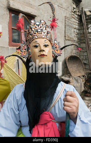 Chinese Ground Opera mask #4, Liuguan Old Han Village, Guizhou Province, China Stock Photo