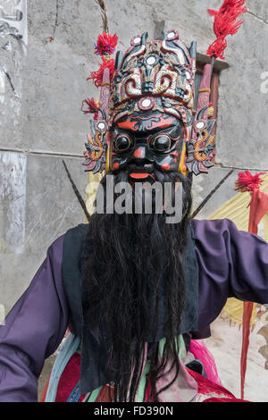 Chinese Ground Opera mask #3, Liuguan Old Han Village, Guizhou Province, China Stock Photo