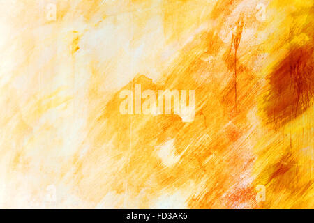 Creative beautiful bright yellow background, cracks and scratches on the concrete. Grungy concrete surface. Great background or Stock Photo