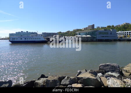 Port Imperial Ferry Terminal in Weehawken, NJ Stock Photo