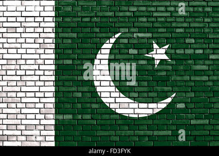 flag of Pakistan painted on brick wall Stock Photo