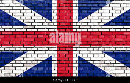 old Union flag painted on brick wall Stock Photo