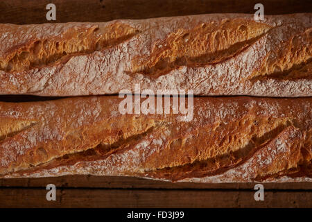 two baguettes, the classic loaf of French bread Stock Photo