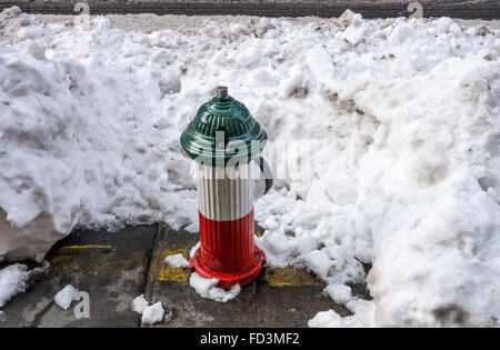 Red fire hydrant with snow flag, Vail, Colorado Stock Photo - Alamy
