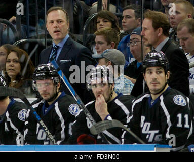 Tampa, Florida, USA. 27th Jan, 2016. DIRK SHADD | Times .Tampa Bay Lightning head coach Jon Cooper looks on from the bench against the Toronto Maple Leafs during first period action at the Amalie Arena in Tampa Wednesday evening (01/27/16) Credit:  Dirk Shadd/Tampa Bay Times/ZUMA Wire/Alamy Live News Stock Photo