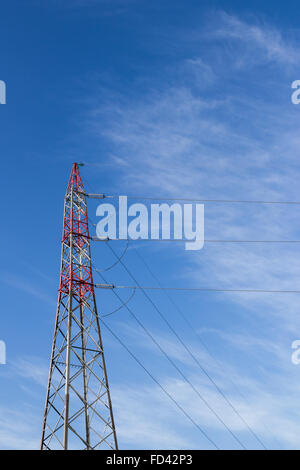 Energy Electricity Power Pylon on a Blue Sky Stock Photo