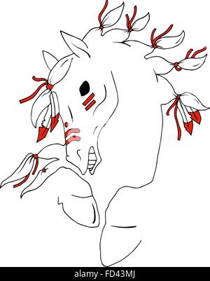 bronco horse simple black and red lineart vector Stock Vector