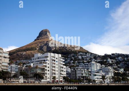 Sea Point / Bantry Bay Promenade and Apartments in Cape Town - South Africa Stock Photo