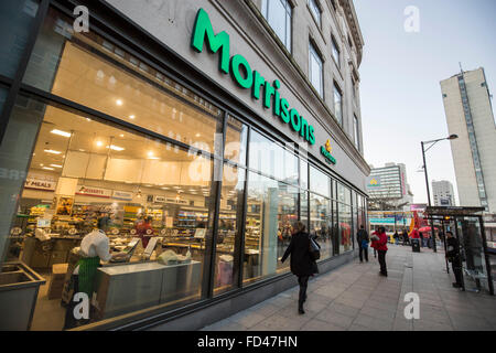 Morrisons supermarket , Piccadilly Gardens , Manchester , England Stock Photo