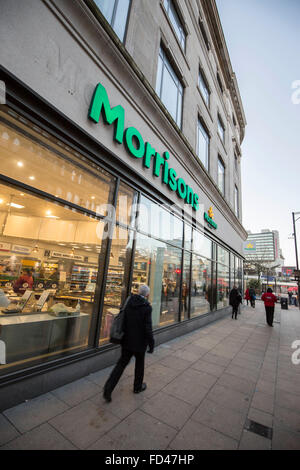 Morrisons supermarket , Piccadilly Gardens , Manchester , England Stock Photo