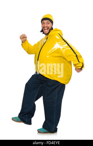 The overweight man isolated on the white Stock Photo