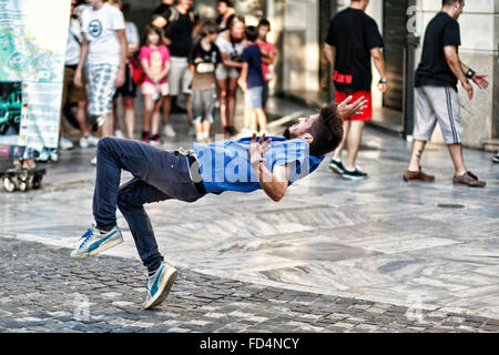 Breakdancers in the streets of Athens, Greece Stock Photo