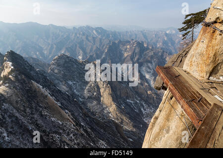 View form the Danger Trail of Mount Hua Shan Stock Photo