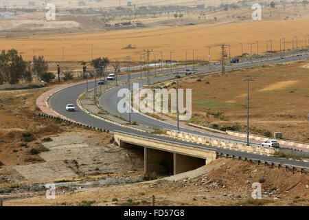 Highway in Negev desert. Stock Photo