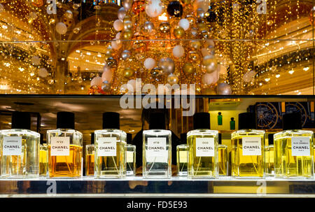 Bottles of Coco Chanel luxury perfume, including Number 22 and 1932, on a retail  display in St Pancras International Stock Photo - Alamy