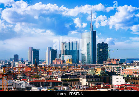 Milan, view on the skyline from the Duomo, Lombardia, Italy Stock Photo