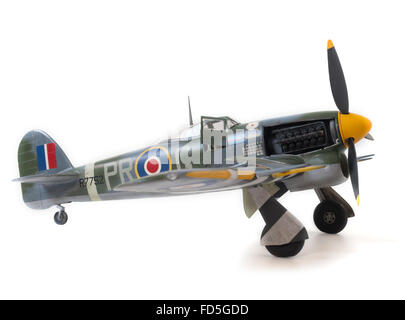 Hawker Typhoon Mk 1B aircraft, WWII, RAF markings. 1:32 fine scale model on white studio background. Stock Photo