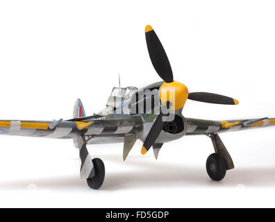 Hawker Typhoon Mk 1B aircraft, WWII, RAF markings. 1:32 fine scale model on white studio background. Stock Photo