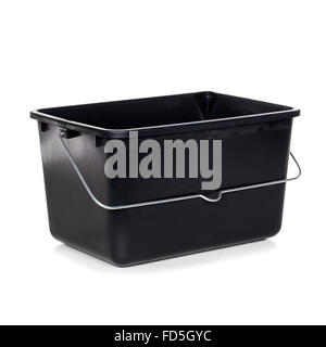 Black rectangular plastic bucket isolated on white Stock Photo