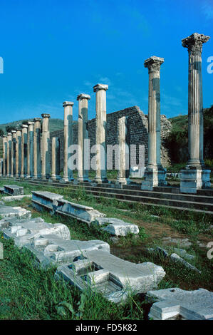 Columns of the Northern Stoa of the Sanctuary of Asclepius, Asclepium or Asclepion, a Sacred Spring, Cult Shrine or Early Antique Health Centre, Pergamon or Pergamum, near Bergama, Turkey Stock Photo