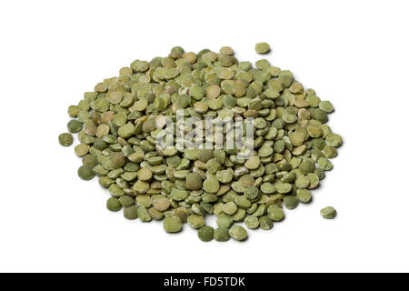 Dried green split peas on white background Stock Photo