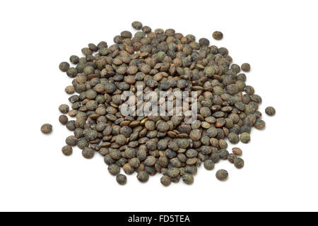 Heap of dried du Puy lentils on white background Stock Photo