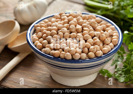 Bowl with dried chickpeas ready to cook Stock Photo