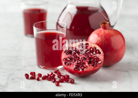 Fresh pomegranate juice in a jar Stock Photo
