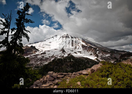 CALIFORNIA - Mount Shasta viewed from Gray Butte at the southern end of the Cascade Range in the Shasta-Trinity National Forest. Stock Photo