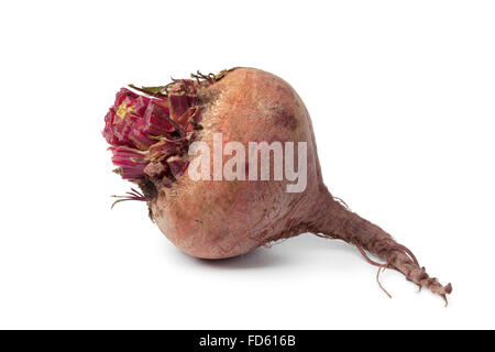 Single fresh raw beetroot on white background Stock Photo