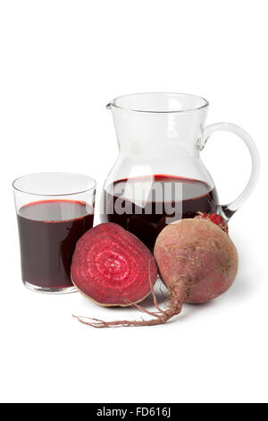 Fresh juice of red beets on white background Stock Photo