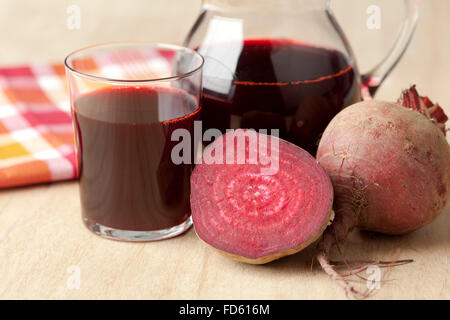 Jar of fresh juice of red beets Stock Photo