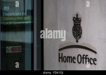 London, UK. 28th Jan, 2016. Home Office main door entrance on Marsham Street in central London Credit:  Guy Corbishley/Alamy Live News Stock Photo